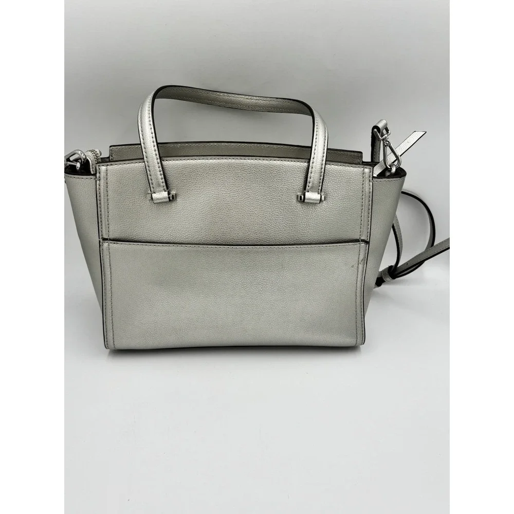 Kate Spade Purse Patterson Drive Geraldine Satchel Bag Metallic Silver Pebbled